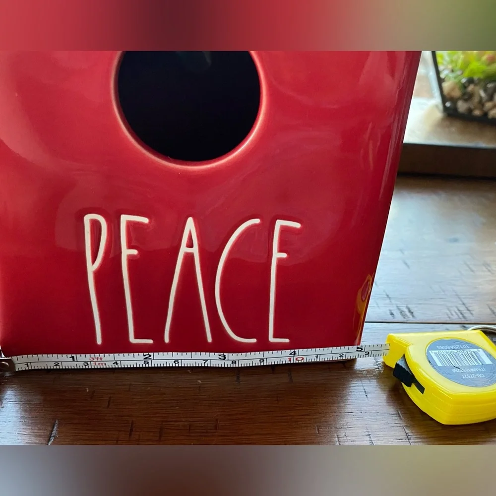 •NEW•Rae Dunn ‘PEACE’ Ceramic Indoor/Outdoor Birdhouse
